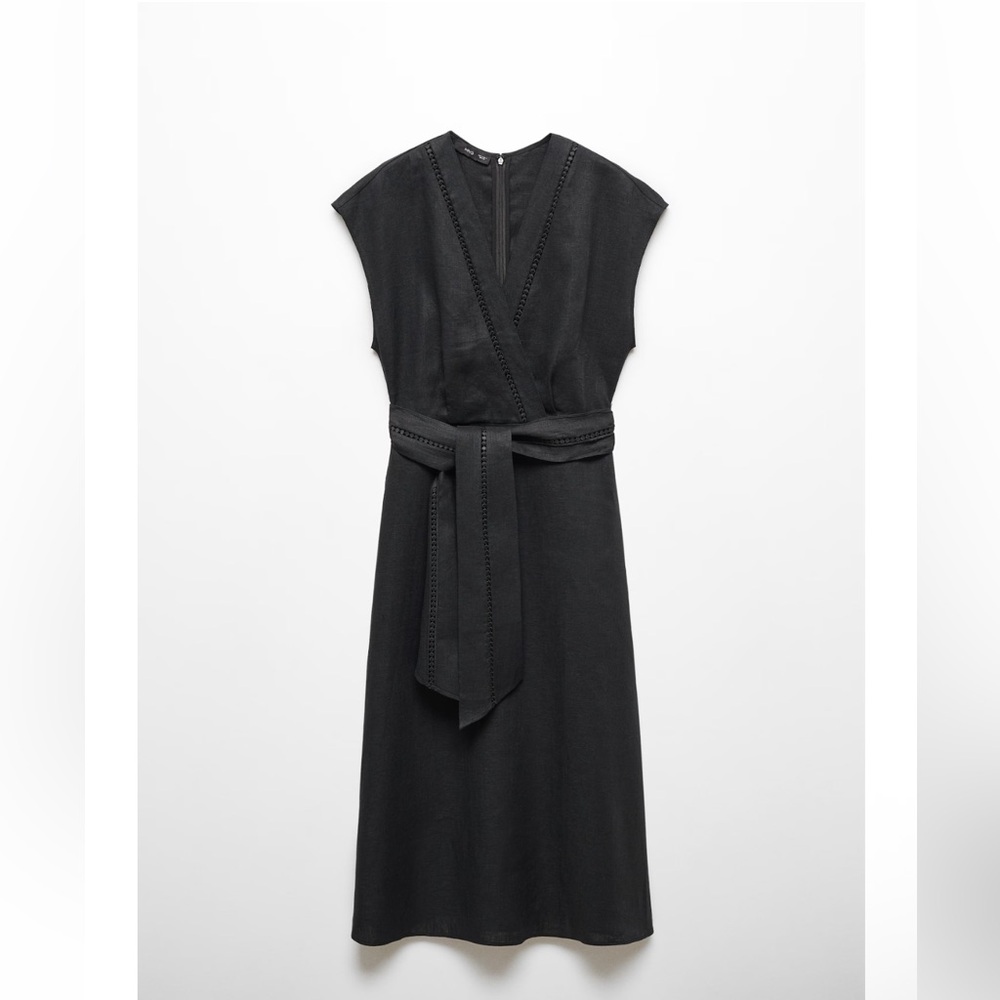 Mango LINEN  Classic Black Dress